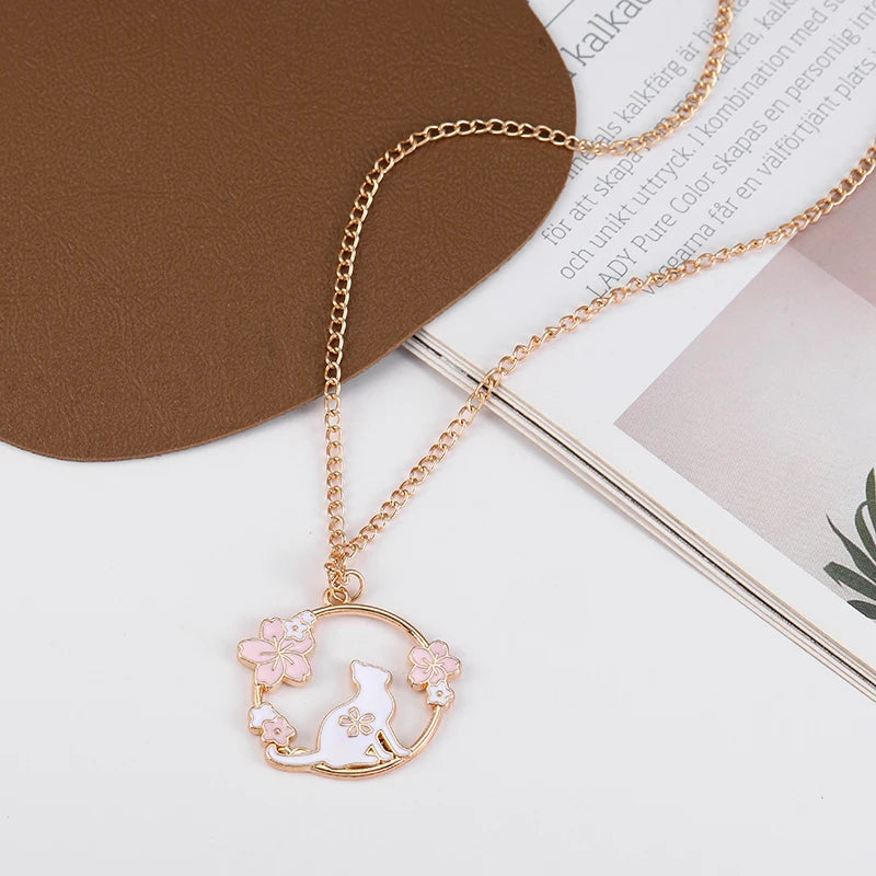 π°β¨ Adorable Sakura Bunny & Cat Pendant Necklace - Cute Charm for Trendy Ladies! πΈπ - Pixie Quill
