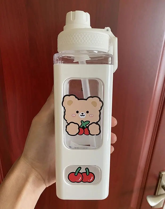 π Kawaii Square Straw Bottle π₯€β¨ Cute & Colorful Water Container for Adventures! ποΈπ