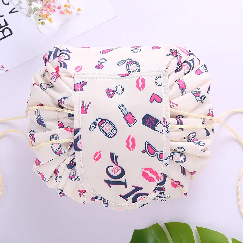 Kawaii Floral Drawstring Makeup Bag πΈβ¨ | Portable Waterproof Cosmetic Pouch for Travel & Toiletries ππ