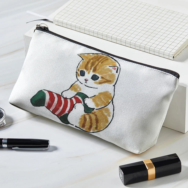 Adorable Kawaii Cat Makeup Bag πΎβ¨ - Cute Canvas Cosmetic Organizer for Travel & Toiletries! ππ
