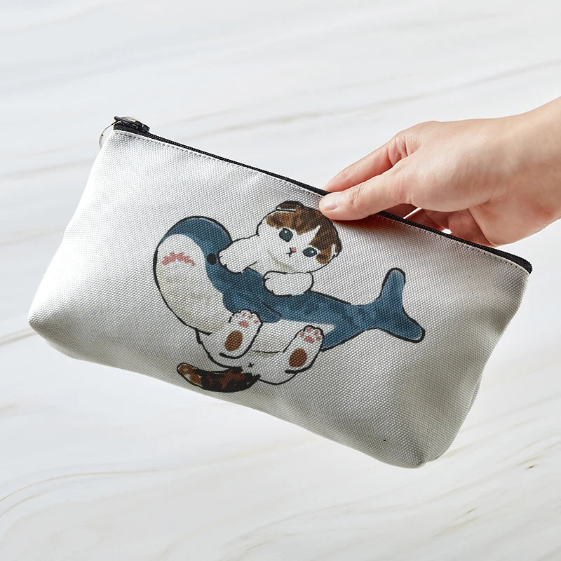 Adorable Kawaii Cat Makeup Bag πΎβ¨ - Cute Canvas Cosmetic Organizer for Travel & Toiletries! ππ