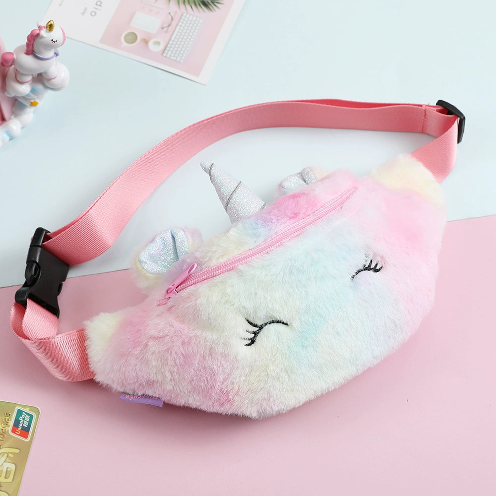 Kawaii Plush Unicorn Fanny Pack πβ¨ - Adorable Winter Cartoon Shoulder Bag for Kids! π¦π