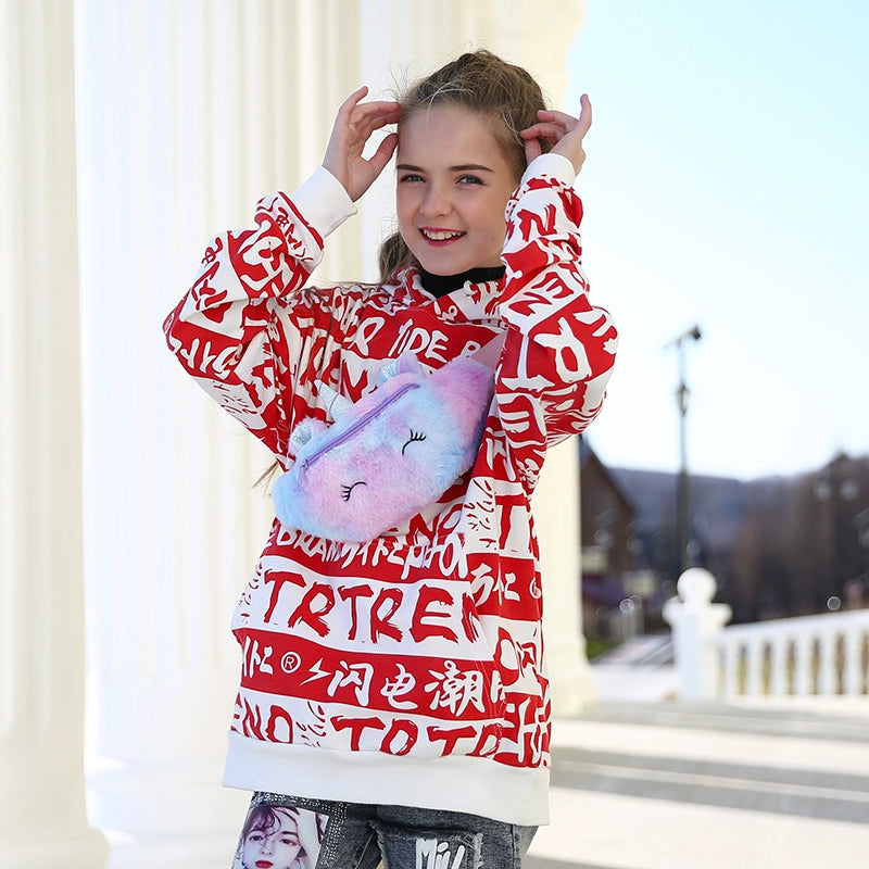 Kawaii Plush Unicorn Fanny Pack πβ¨ - Adorable Winter Cartoon Shoulder Bag for Kids! π¦π