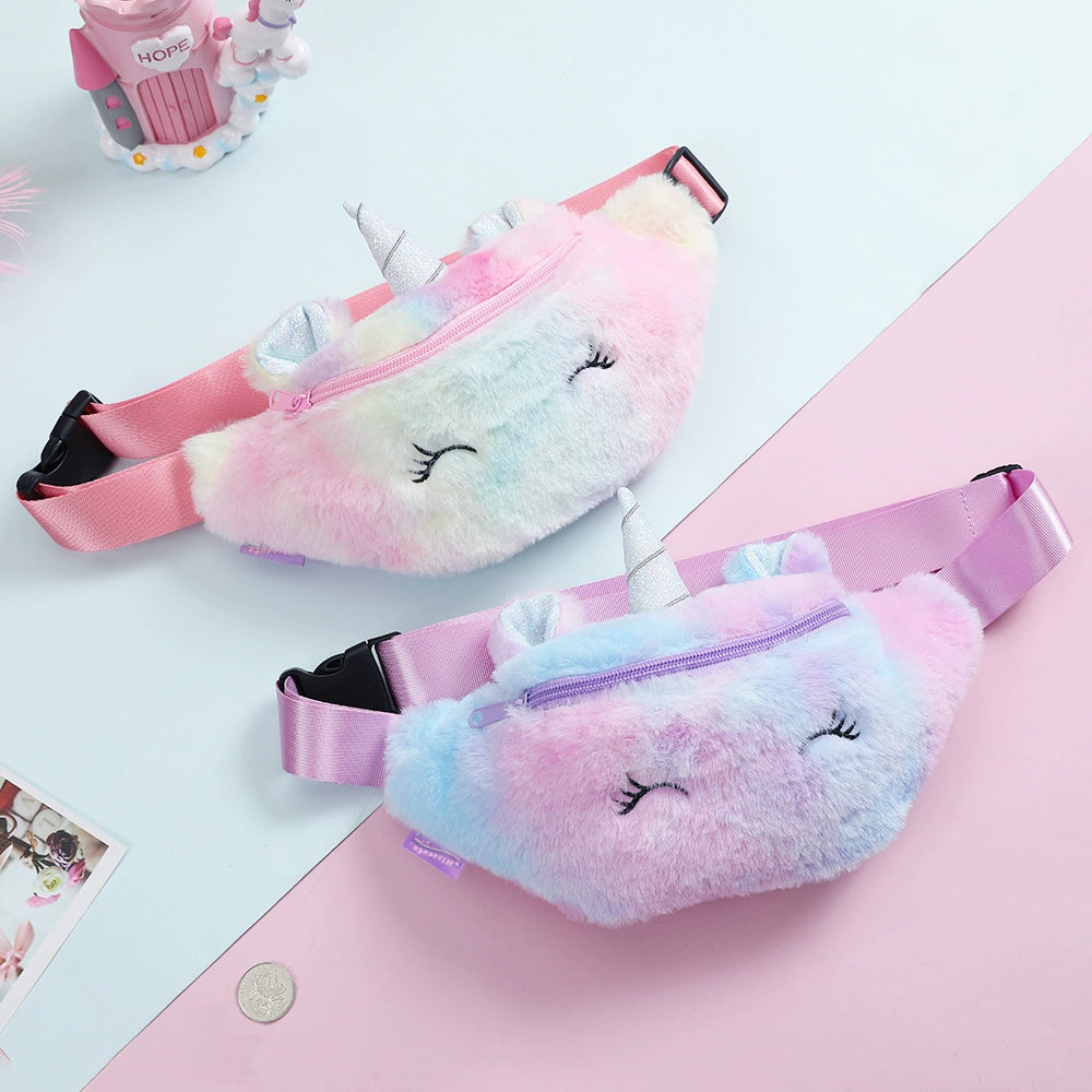 Kawaii Plush Unicorn Fanny Pack πβ¨ - Adorable Winter Cartoon Shoulder Bag for Kids! π¦π