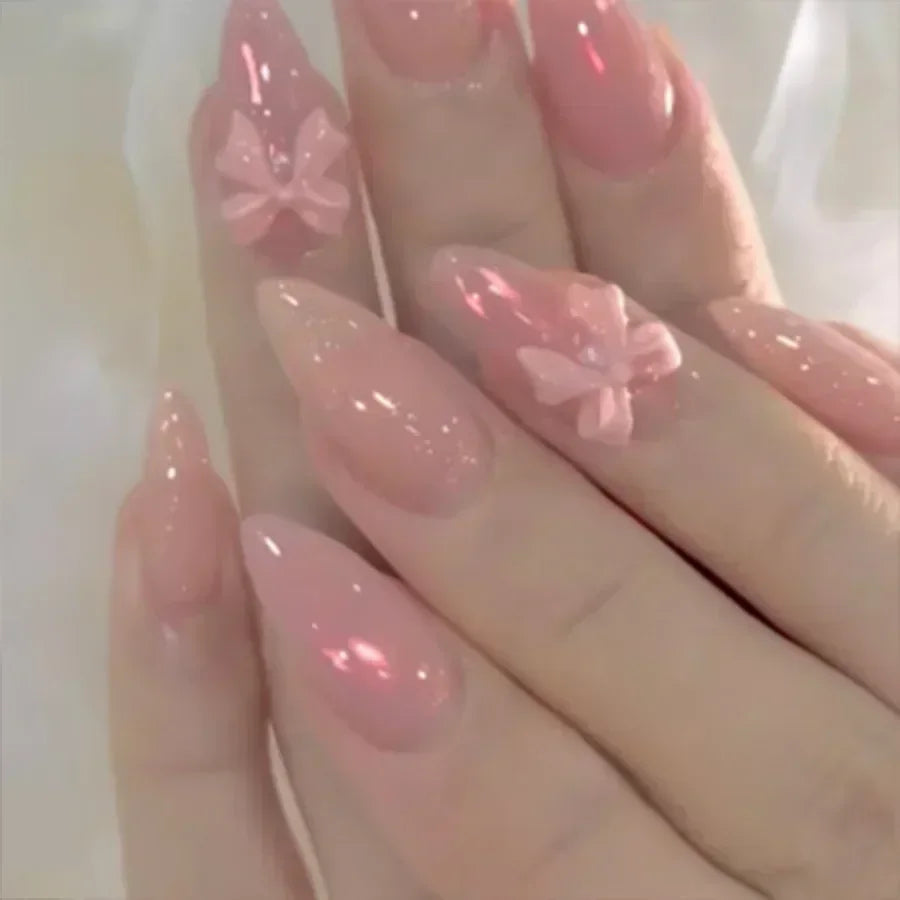 Kawaii 24Pcs Almond Press-On Nails - Cute Designs & Stylish Fake Nail Art! 💅🌟