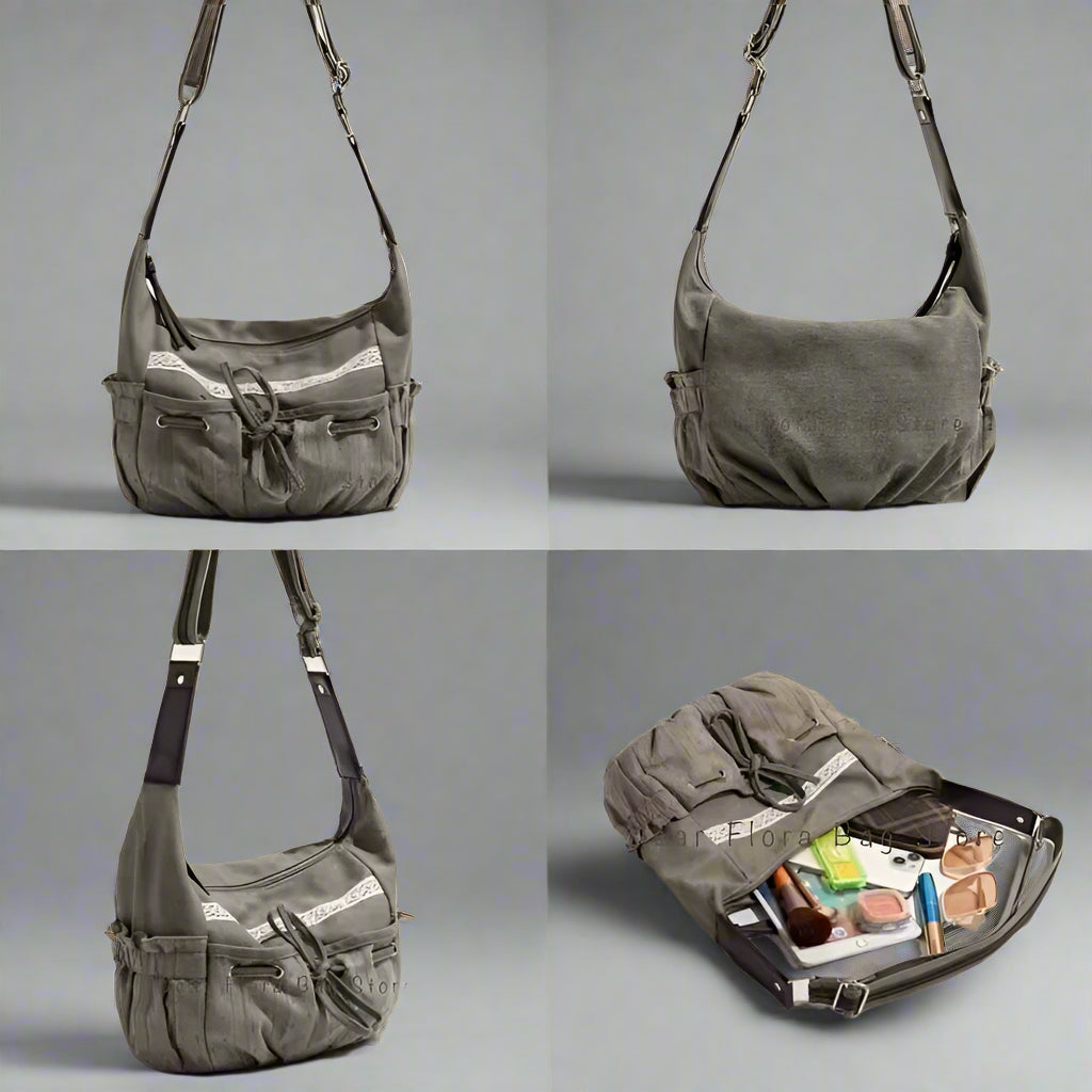 Kawaii Sweetheart Bow Canvas Crossbody Bag πβ¨ - Vintage Chic Womenβs Shoulder & Messenger Bag πΈπ