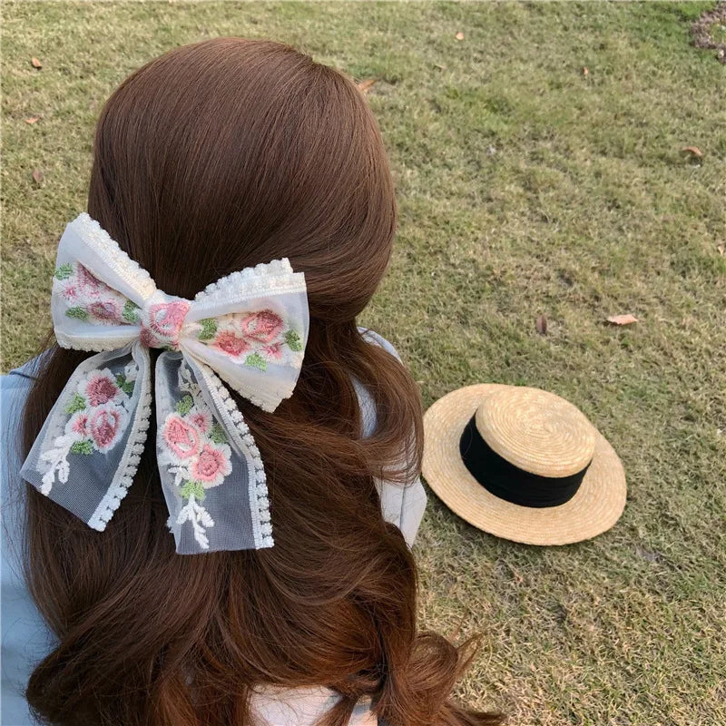 Charming Floral Lace Hair Bows πΈβ¨ Big Clips for Elegant Spring Styles ππΌ