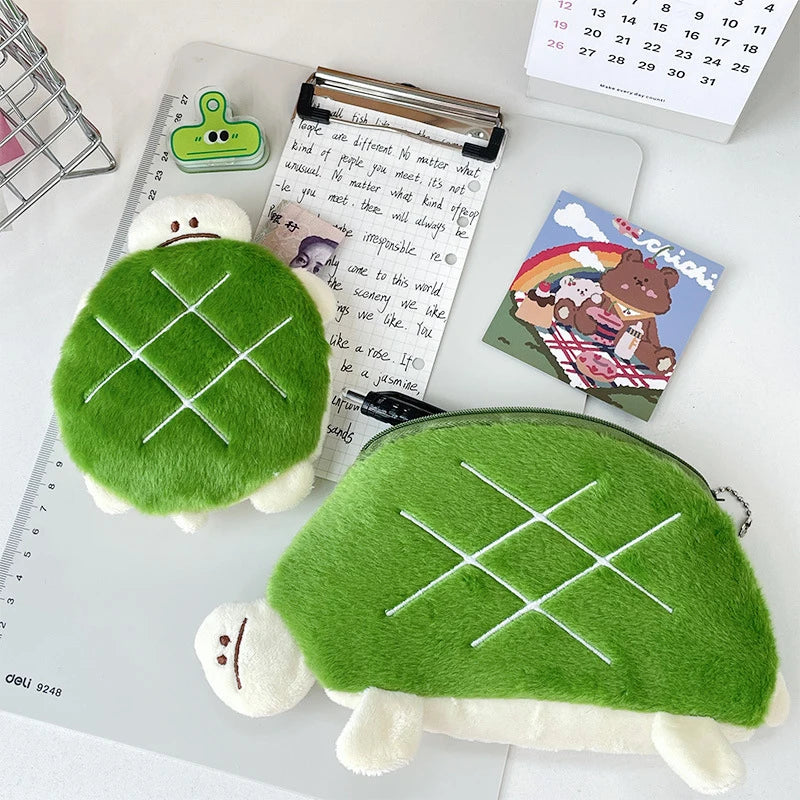Adorable Kawaii Turtle Plush Pencil Case π’β¨ - Multifunctional Cosmetic Bag & Coin Purse for School Supplies and Travel! ππ