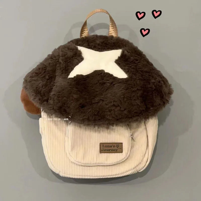 Mushroom Cartoon Backpack Women Plush Anime Bag Cute Gift πππ§Έ