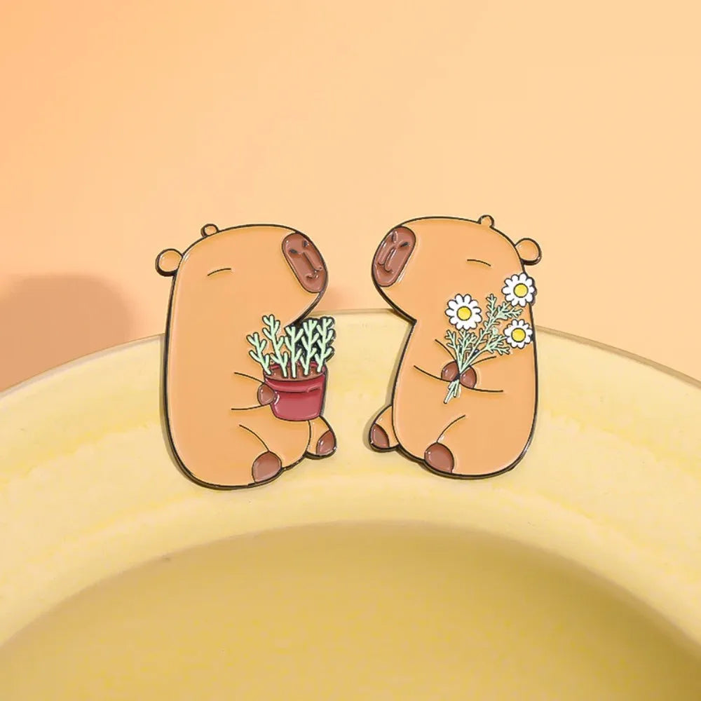 Kawaii Capybara Enamel Pins πΎ Cute Animal Brooches for Bags & Shirts π Perfect Gift for Friends & Kids! π