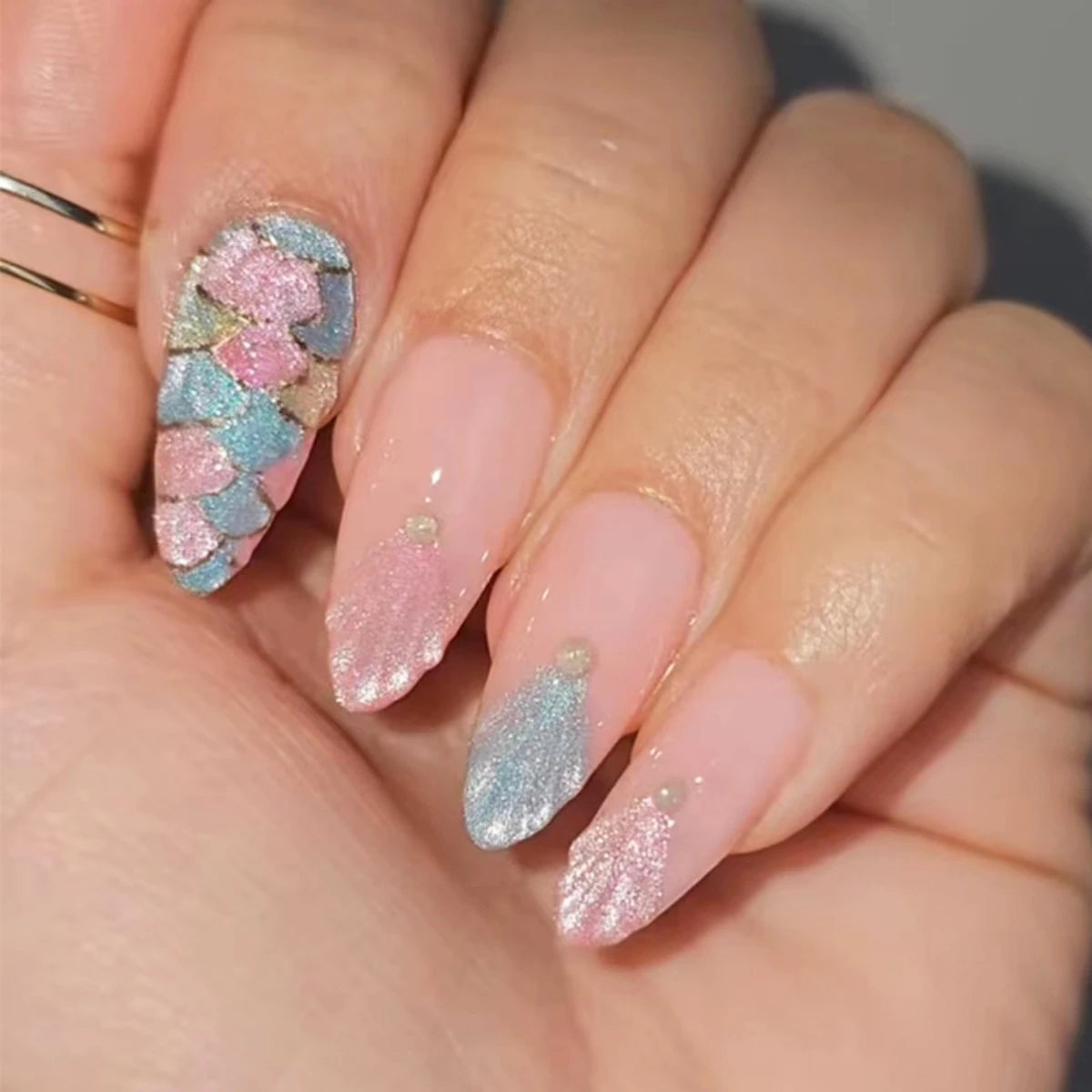 Kawaii Pink Bow French Nail Art - 24PC Almond Press-On Nails ππ
β¨