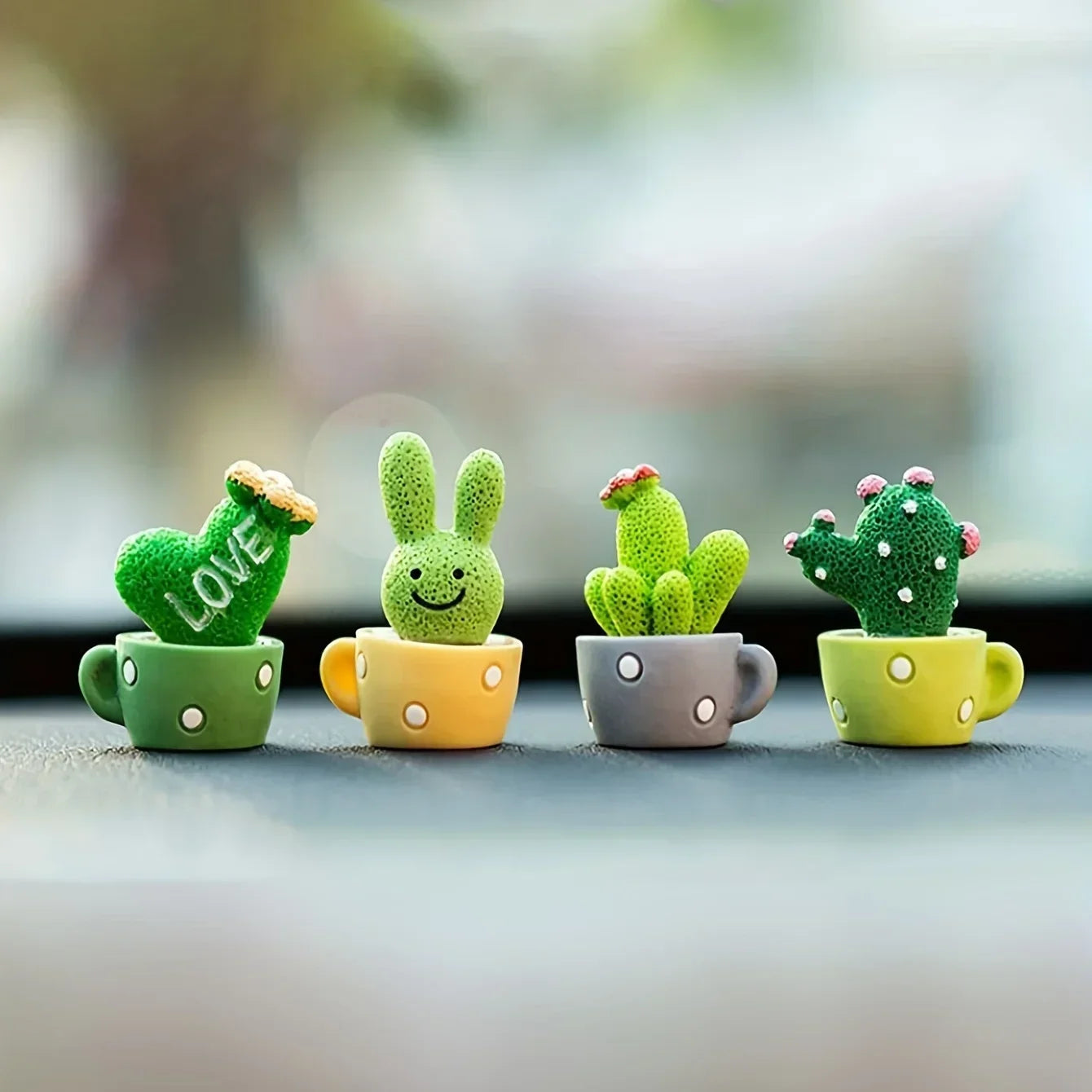 Kawaii Resin Succulent Cactus Set 🌵✨ - Mini Green Plants for Your Car, Office & Home Decor!