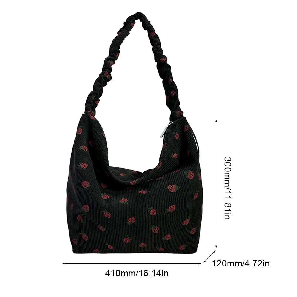 π Sweet Strawberry Dreams βοΈβ¨ Adorable Pleated Corduroy Crossbody Bag for Trendy Adventures! ππ - Pixie Quill