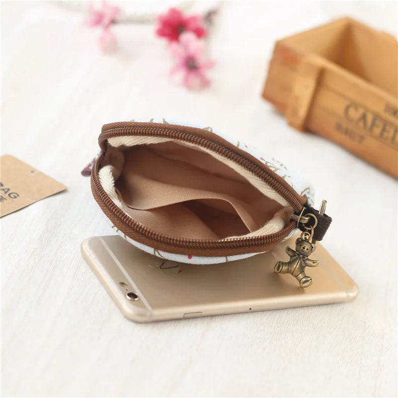 Kawaii Canvas Cartoon Keychain Wallet πβ¨ | Adorable Mini Card & Coin Purse for Kids & Ladies ππ