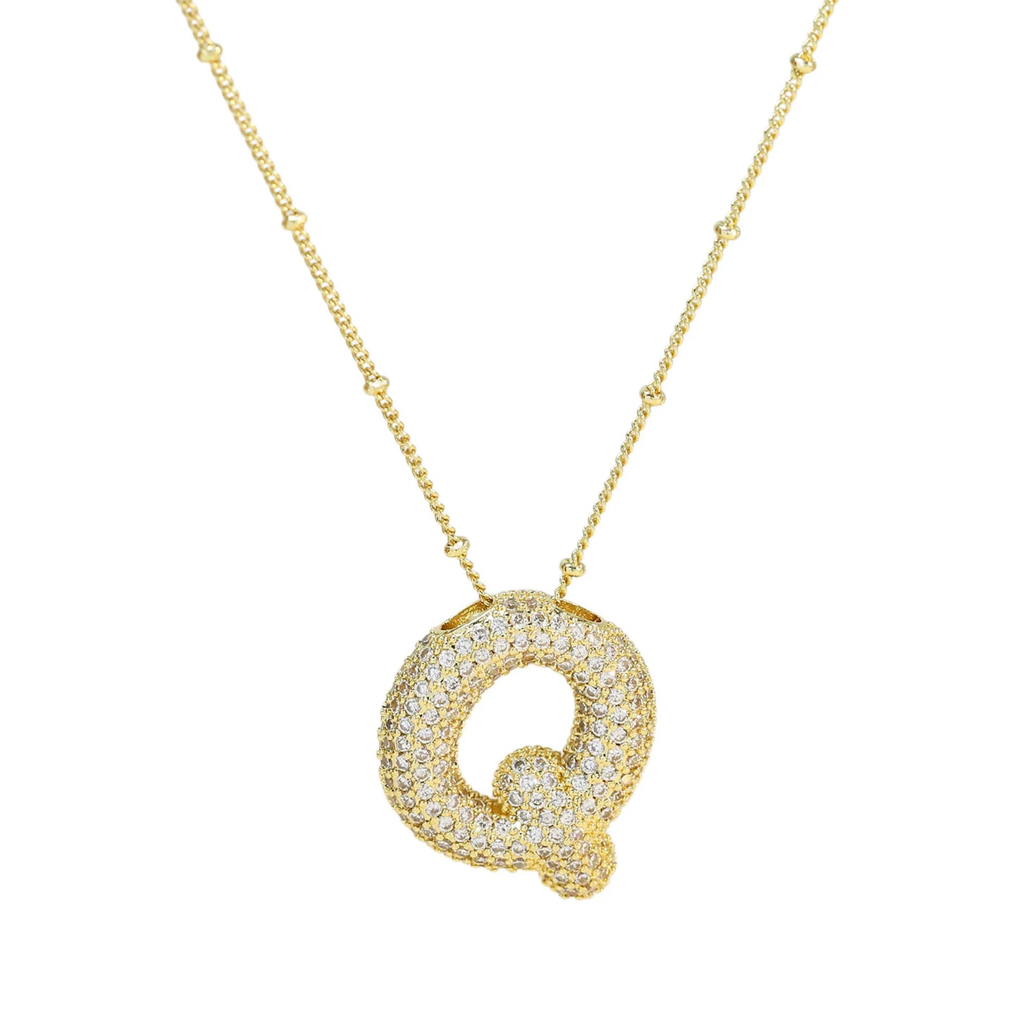 Kawaii CZ Zircon Balloon Initial Necklaces πβ¨ A-Z Alphabet Bubble Letter Pendants for Trendy Women π Fashion Jewelry