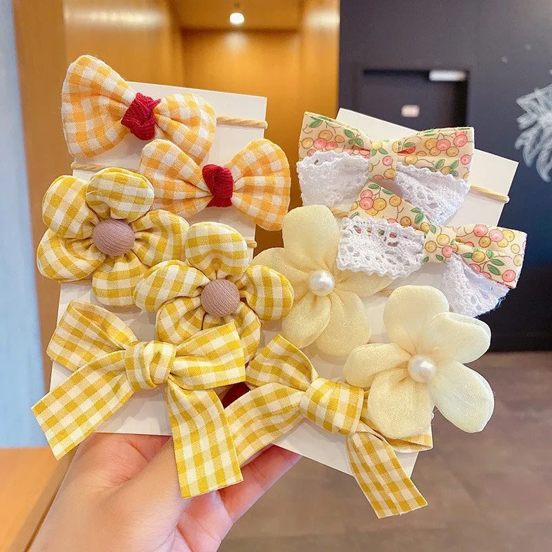 Kawaii 10-Piece Floral Bow Hairbands πΈβ¨ | Adorable Elastic Hair Ties for Girls ππ | Stylish Kids' Headwear Accessories