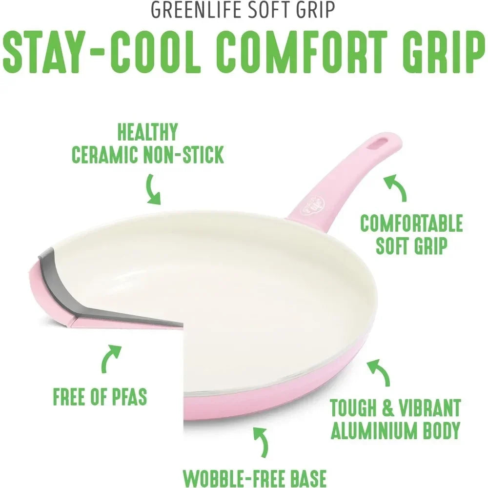 ⨠Kawaii Ceramic Cookware Set š³ | 23-Piece Nonstick Kitchen Joy with Soft Grip Handles & Cute Utensils! š