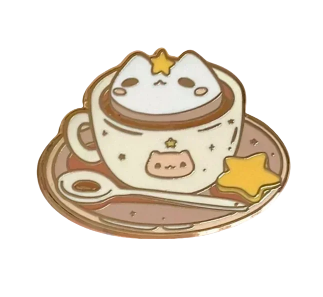 โจ Kawaii Celestial Cat Cafe Enamel Pin ๐ - Whimsical Accessory for Playful Styles! ๐พ