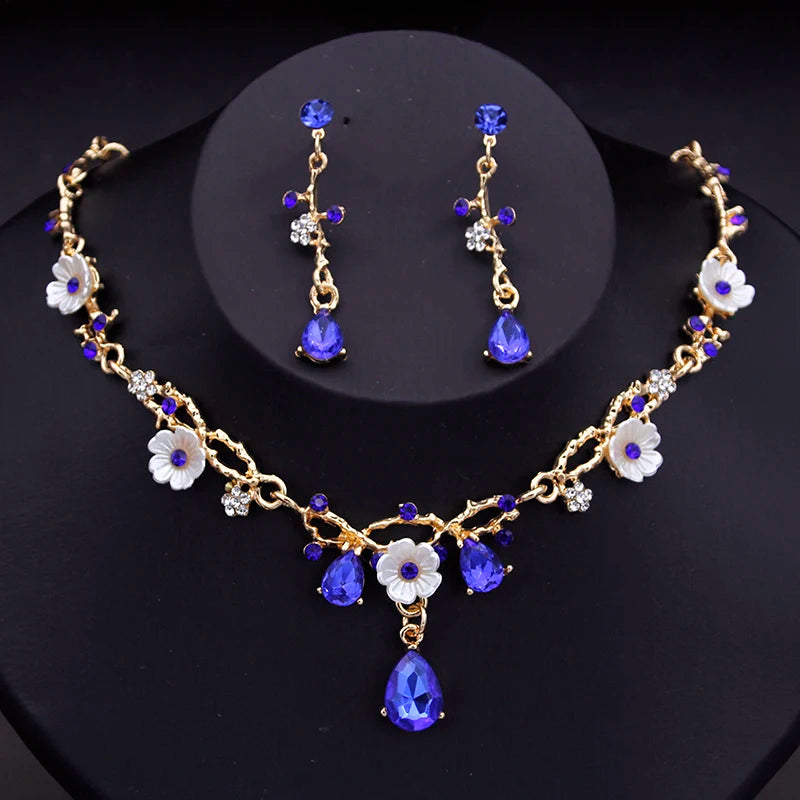⨠Kawaii Crystal Bride Jewelry Set šø Adorable Flower Choker & Earrings for a Dreamy Wedding š