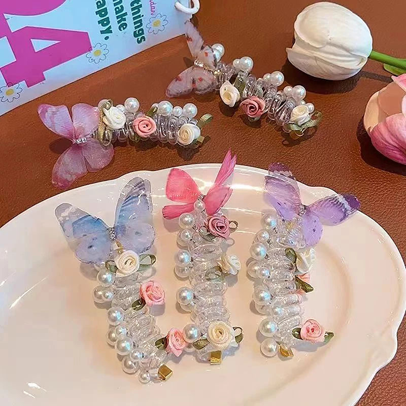 Kawaii Butterfly Hair Rope π¦β¨ | Sweet Floral Phone Line Ponytail Holder for Girls & Women πΈπ