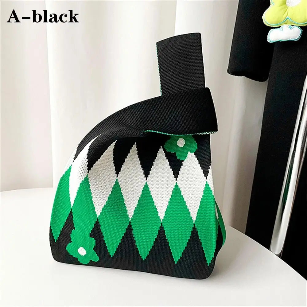 Kawaii Floral Knit Handbag πΈβ¨ | Cute Womenβs Casual Tote & Wrist Bag | Reusable Shopping Companion ππ
