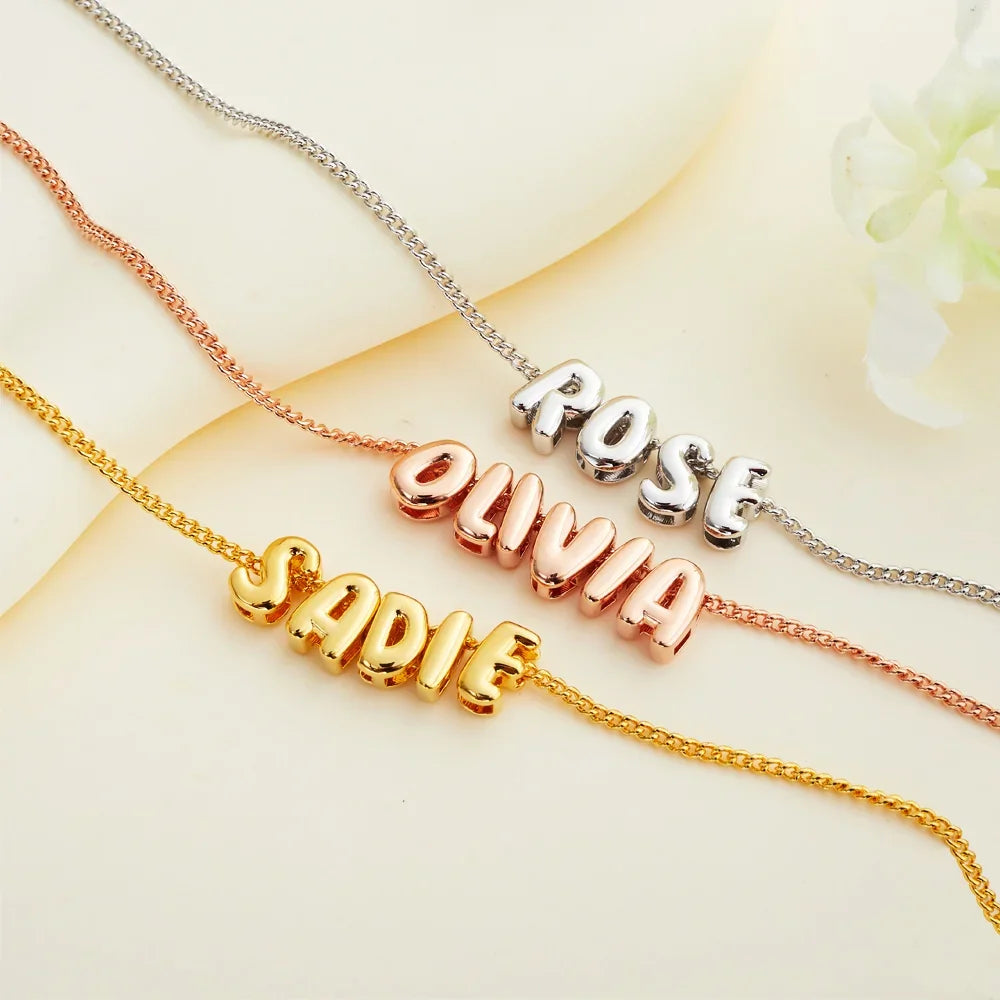 Kawaii Custom 3D Bubble Letter Necklace π | Adorable Personalized Initial Jewelry for Mom & Girls π | Perfect Mother's Day Gift! π