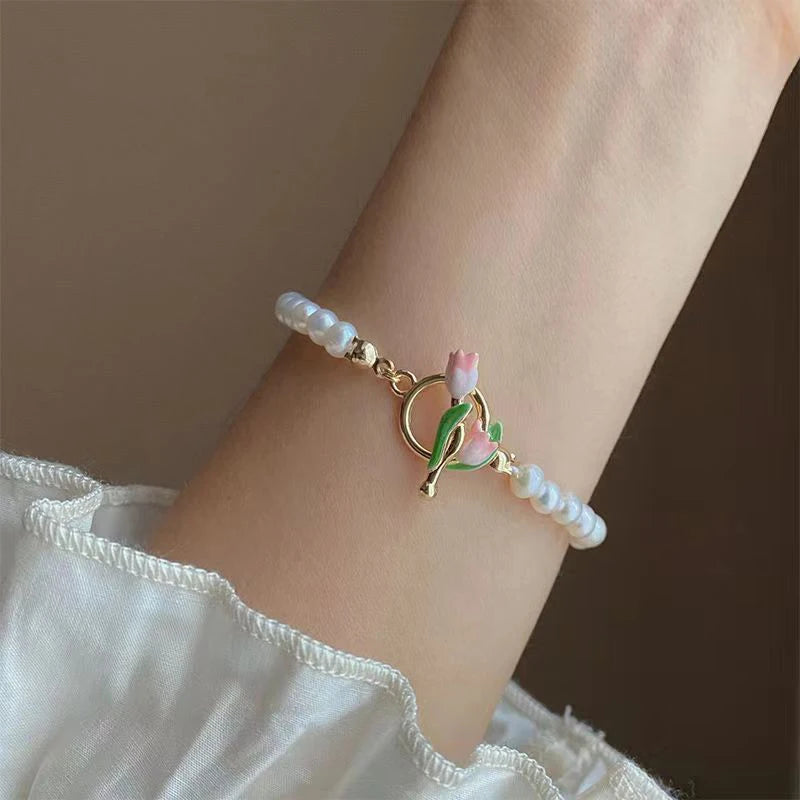 Charming Kawaii Tulip Pearl Bracelet πΈβ¨ | Sweet & Elegant Jewelry for Women ππ
