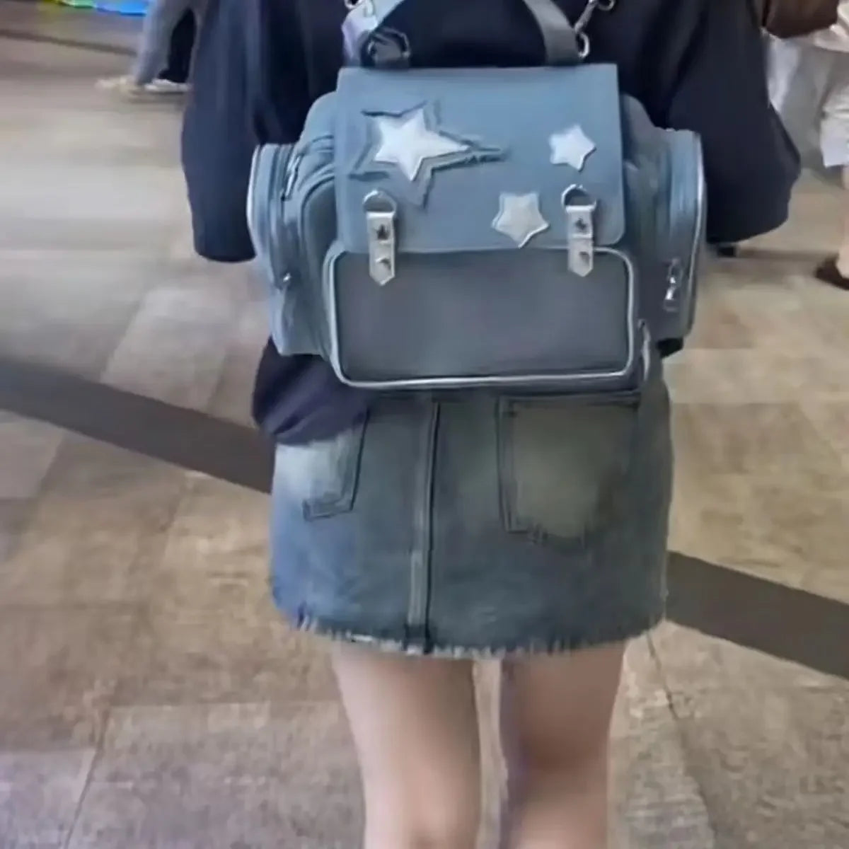 Kawaii Denim Dream πβ¨ Spicy Y2K Backpack for Trendy Women π - Japanese Korean Style Jeans Bag! ππ§