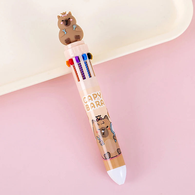 Kawaii Capybara Colorful Pens πΎβ¨ | 10 Cute Ballpoint Pens for School & Office ππ¨ | Adorable Stationery Gifts for Students
