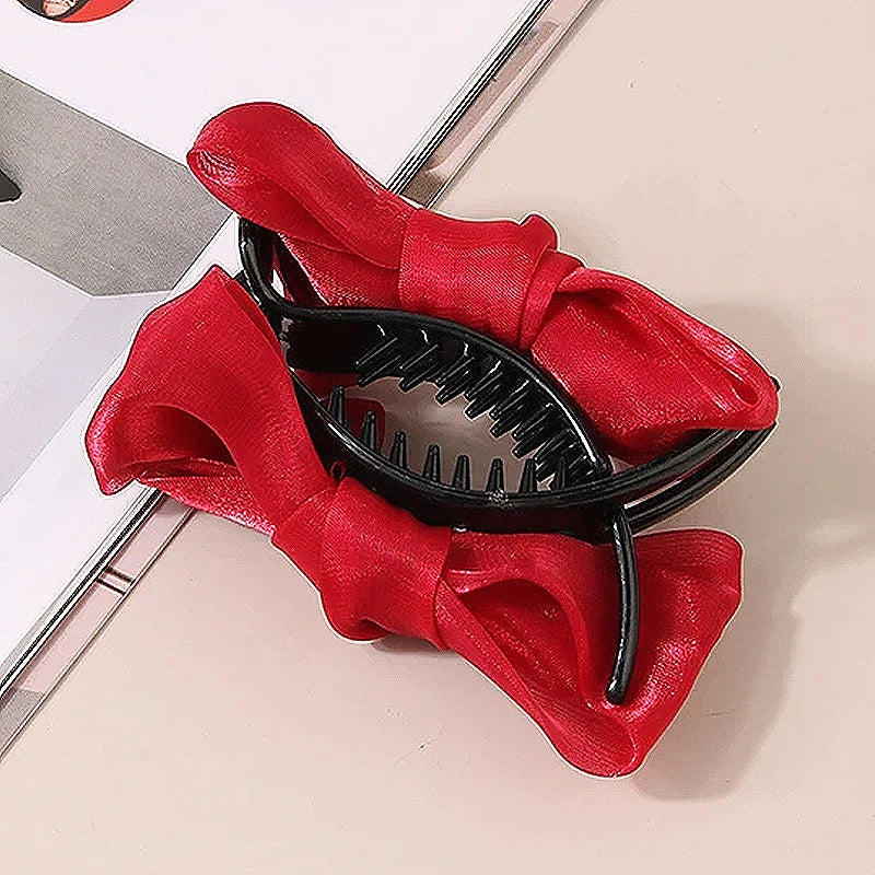 Kawaii Large Satin Bow Hair Claw πβ¨ Adorable Hair Accessory for Trendy Girls - 12CM Fashion Statement!