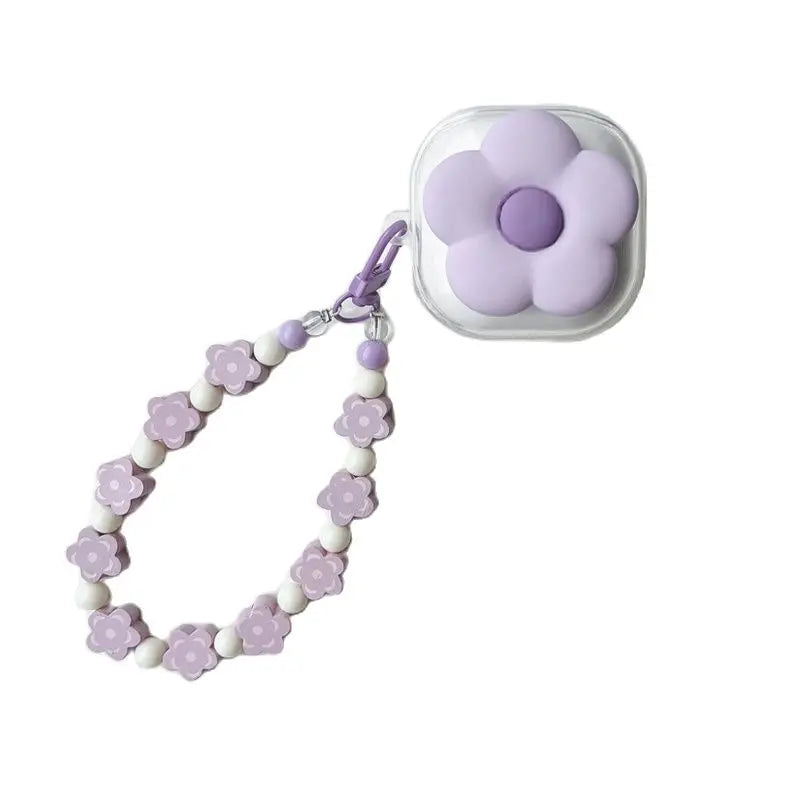 πΈ Adorable Purple Flower Earbud Case πΌ Cute Bracelet Design for Samsung Galaxy Buds 2 Pro & Live β¨π - Pixie Quill