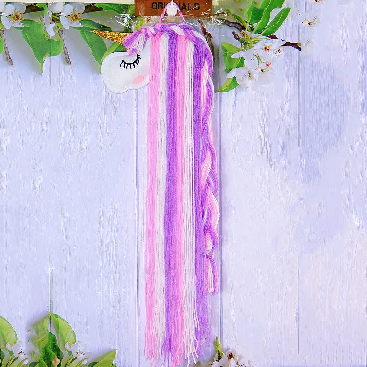 Kawaii Unicorn Hair Clip Organizer πβ¨ Wall Hanging Storage for Girls' Room Decor π Bohemian Tassel Art