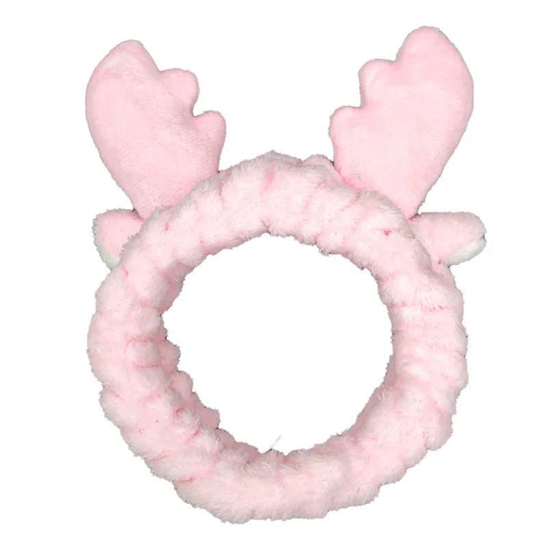 Women Wash Face Makeup Soft Coral Fleece Elastic Headband Head Wrap Cute Rabbit Bow Animal Ears Hairband Girl Hair Accessories