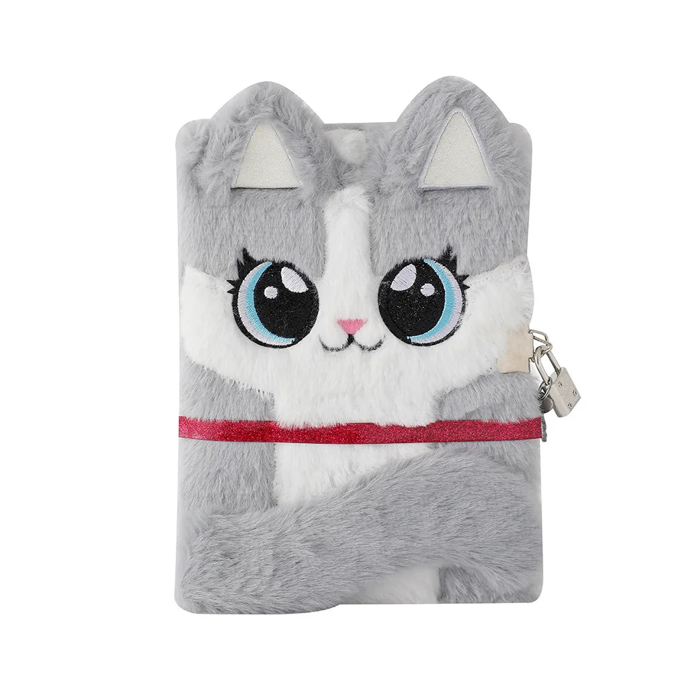 Kawaii Cat Plush Notebook πΎβ¨ | Cute A5 Lock Diary with Adorable Cat Ears π±π | Perfect School Stationery!