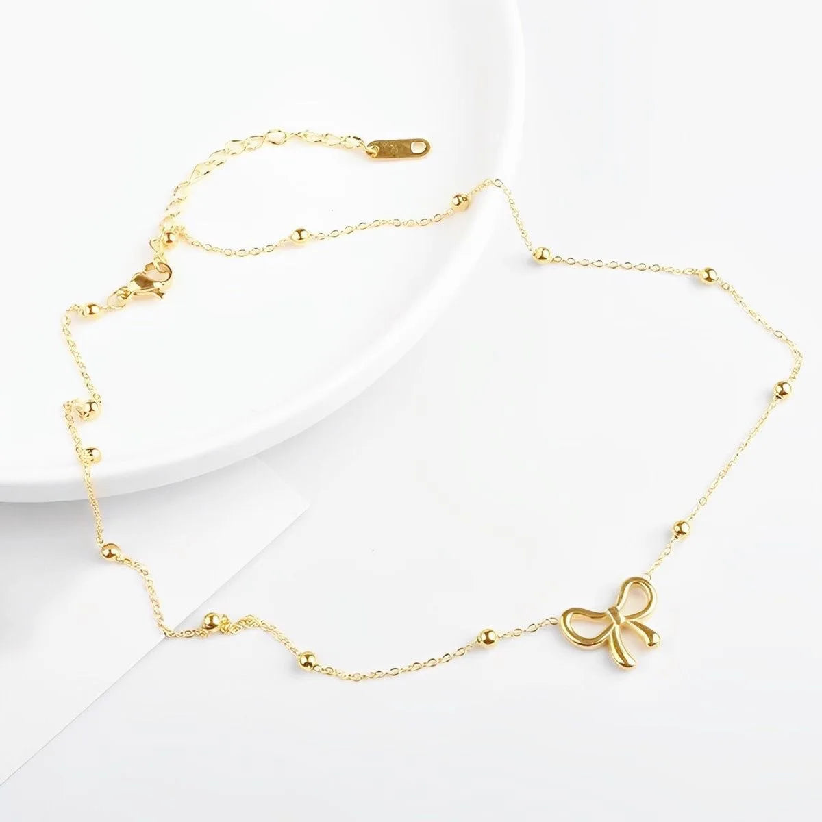 Kawaii Gold Bowknot Pendant Necklace πβ¨ | Cute & Unique Handmade Jewelry for Women ππ