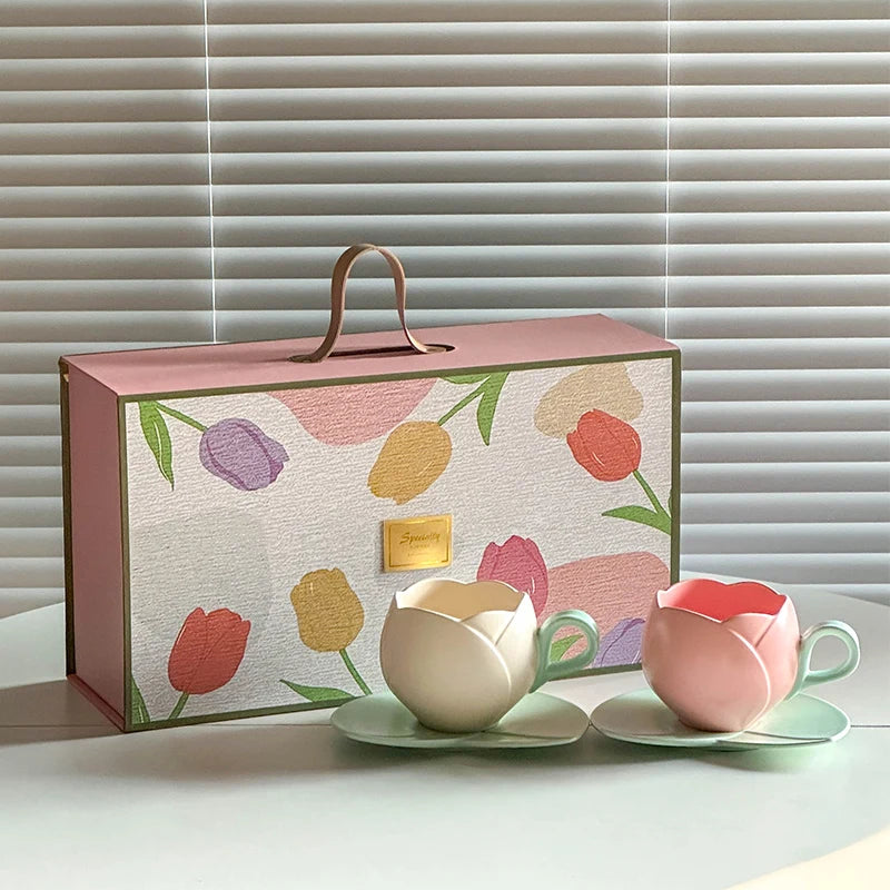 Whimsical Tulip Cups & Tray Set π·β Delightful Flower-Shaped Mugs for Sweet Sips!