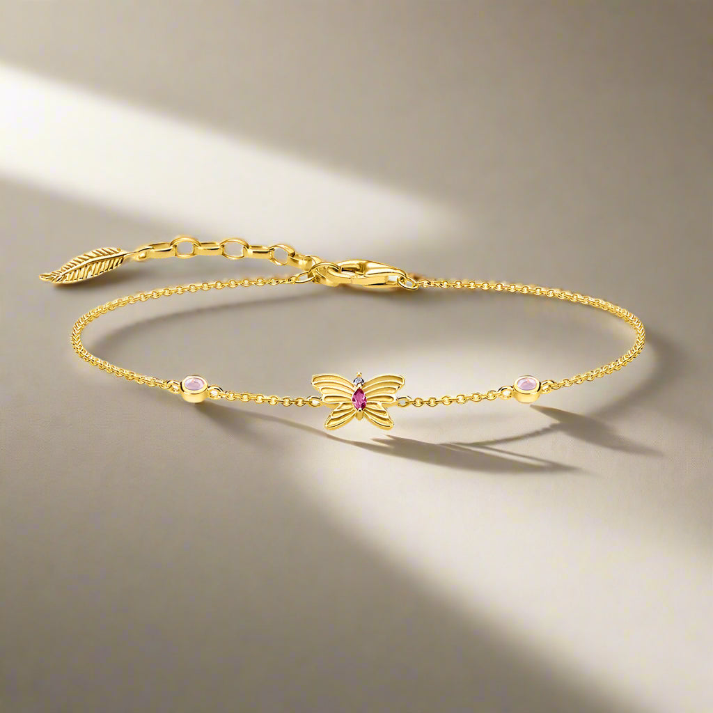 Kawaii Gracile Butterfly Bracelet πΈβ¨ | Gold Link Chain 925 Sterling Silver π¦ | Charming Fashion Jewelry Gift for Women π