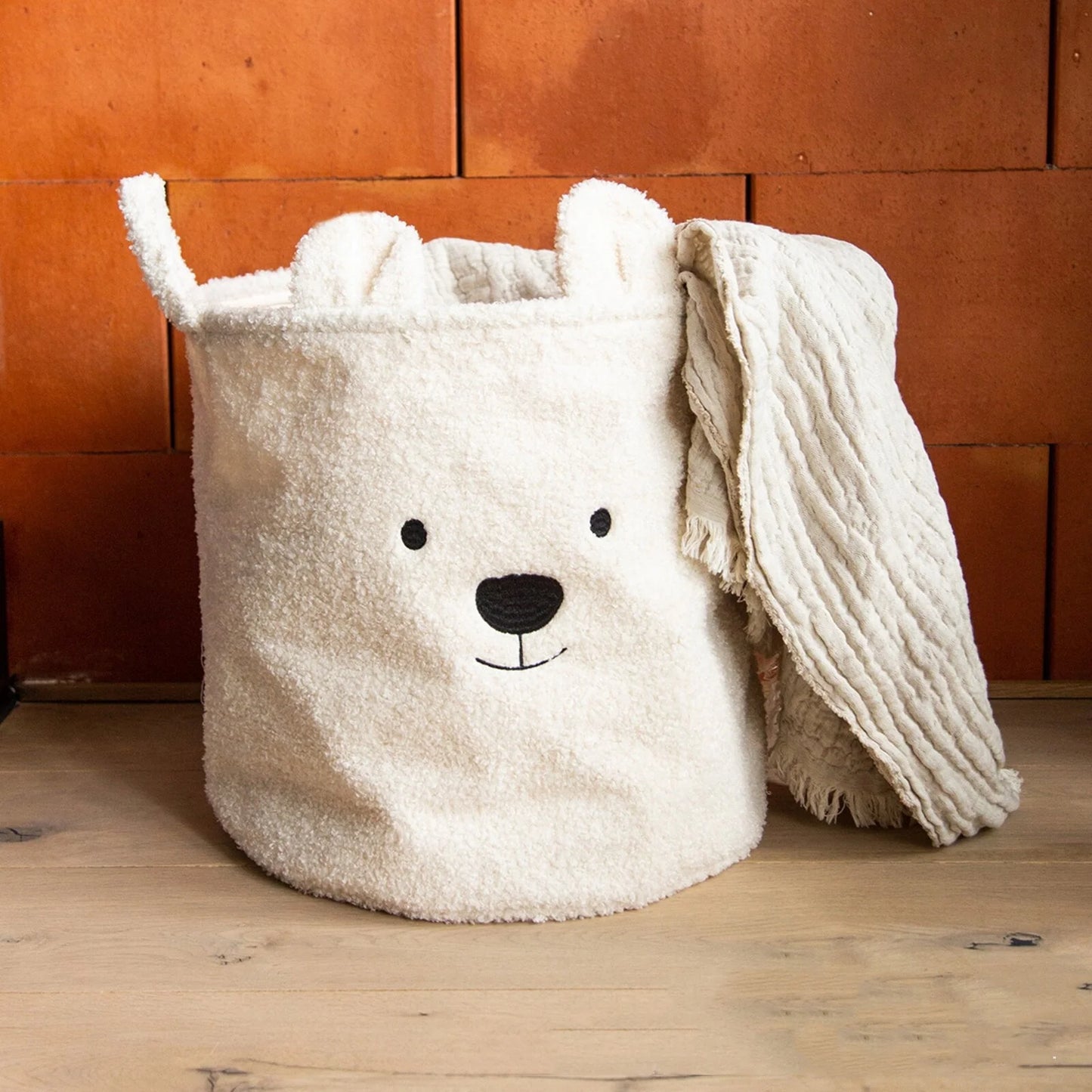 Kawaii Bear Head Embroidered Soft Storage Basket π»β¨ | Personalized Toy & Snack Organizer | Cute Clothes & Laundry Basket π