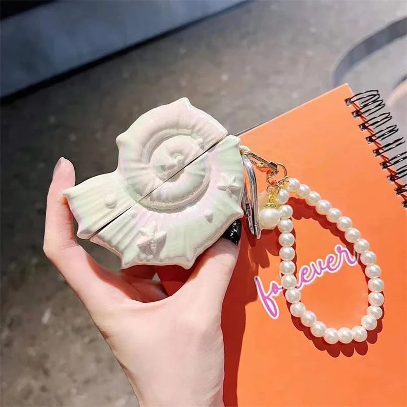 Kawaii Seashell AirPods Pro Case πβ¨ - Cute Pearl Pendant Silicone Cover for AirPods 1, 2 & 3 π§π