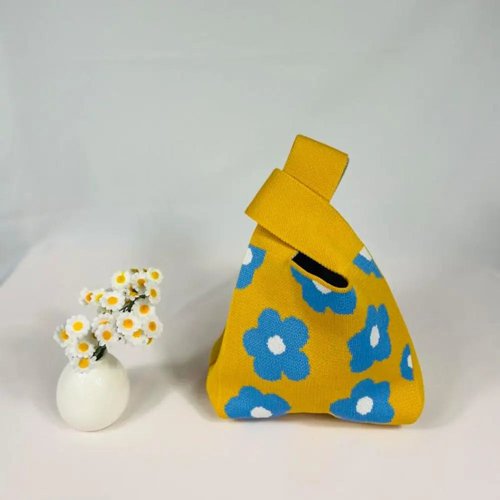 Kawaii Floral Knit Knot Bag πΈβ¨ - Mini Wrist Tote for Stylish Students ππΌ