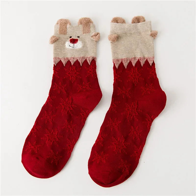Cozy Two Pair Christmas Socks For Women And Kids Santa Deer Knit Warm π§¦π