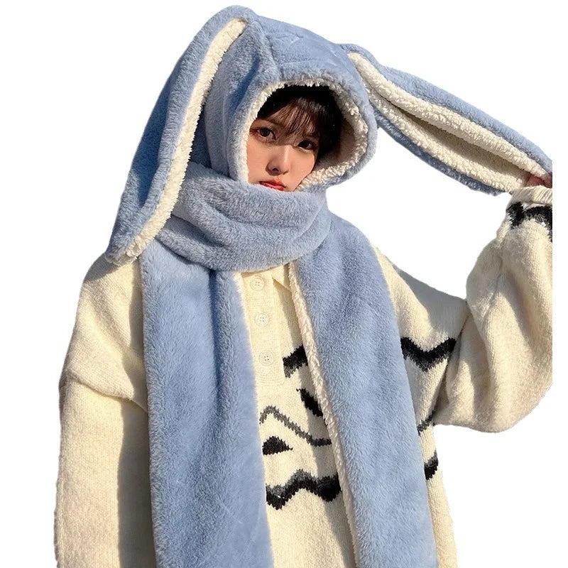 π₯° Kawaii Plush Rabbit Ears 3-Piece Winter Hat & Scarf Set π°β¨