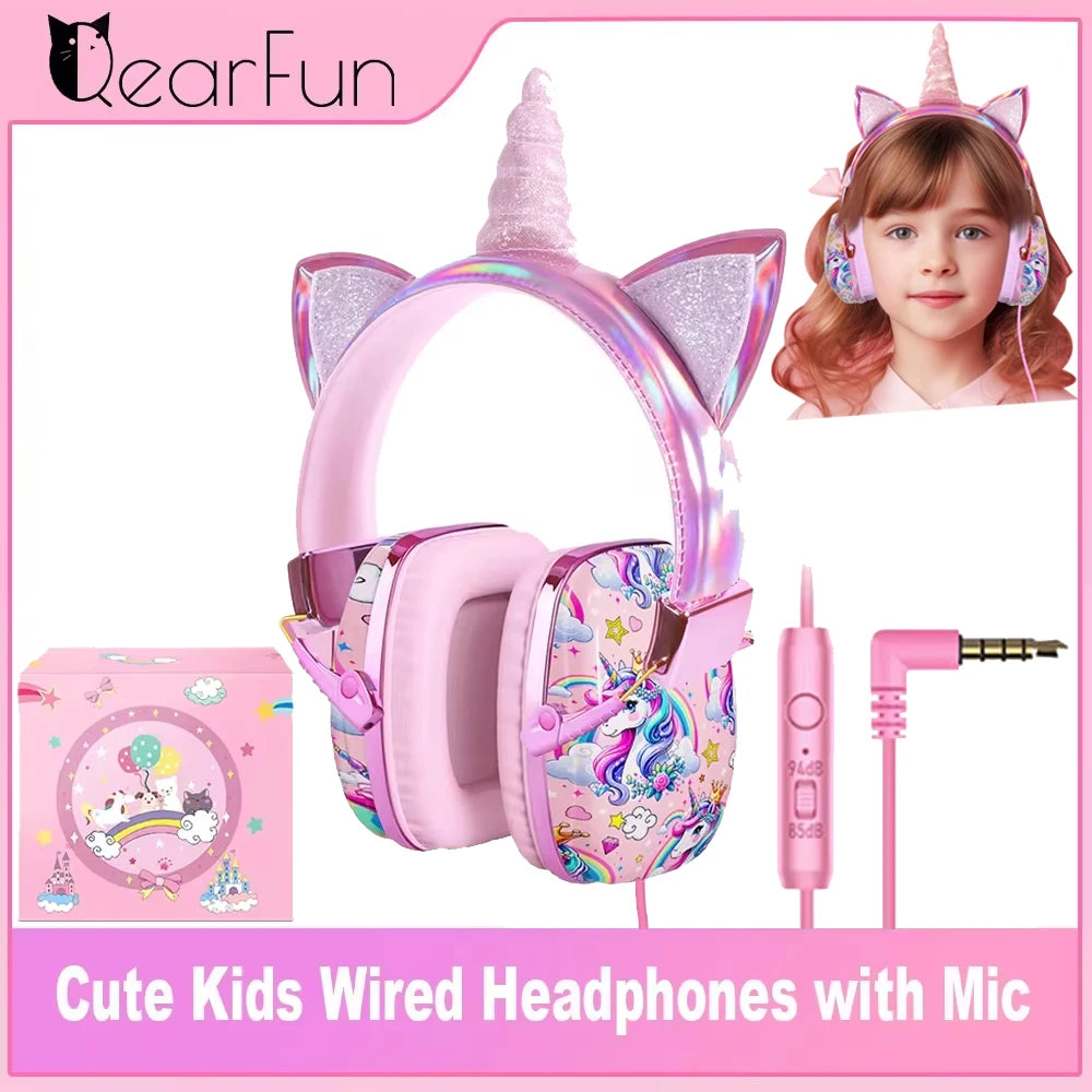 πβ¨ Adorable Unicorn Kids Headphones with Mic π§ | 85dB Volume Limit for Safe Listening π | Perfect for iPads, School & Travel π¦π