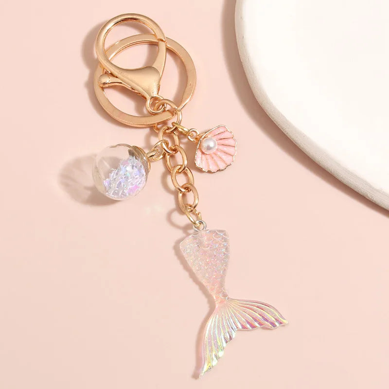 Whimsical Sea Life Keychain Gift Set Mermaid Tail Shell Starfish Charms 🐚💖