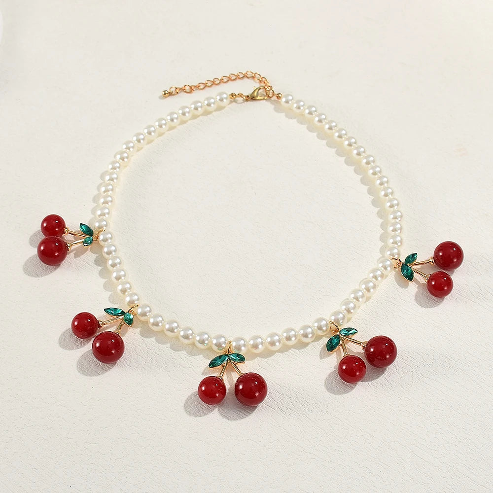 Kawaii Cherry Blossom Choker πΈπ - Adorable Vintage Pearl Pendant Necklace for Trendy Girls & Women πβ¨
