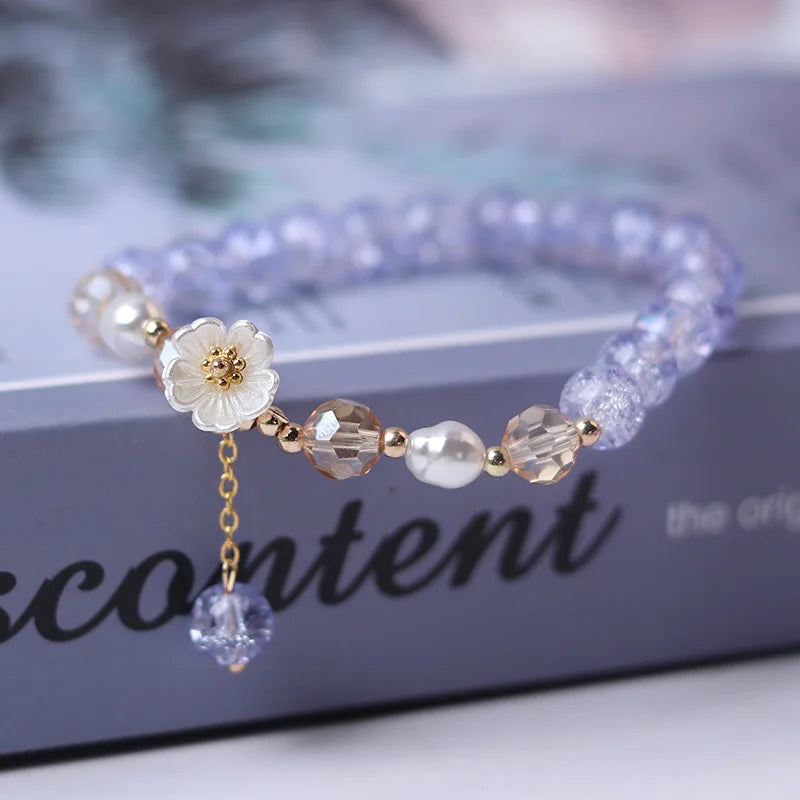 Kawaii Shell Flower Crystal Charm Bracelet πΈβ¨