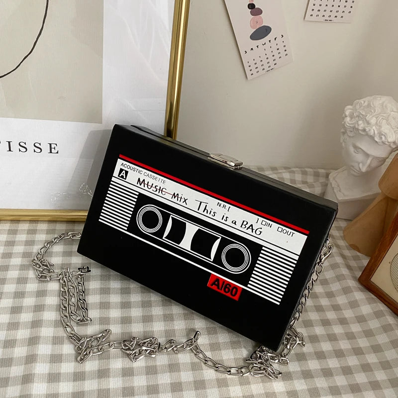 Kawaii Retro Tape Radio Shoulder Bag 🎶✨ | Adorable Square Crossbody for Trendy Vibes 💖
