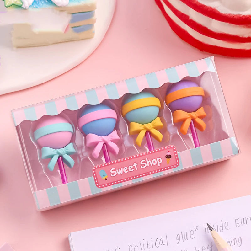 Kawaii Lollipop Ice Cream Erasers ππ¦ - Fun Rubber Pencil Erasers for Kids | Adorable Stationery Supplies!