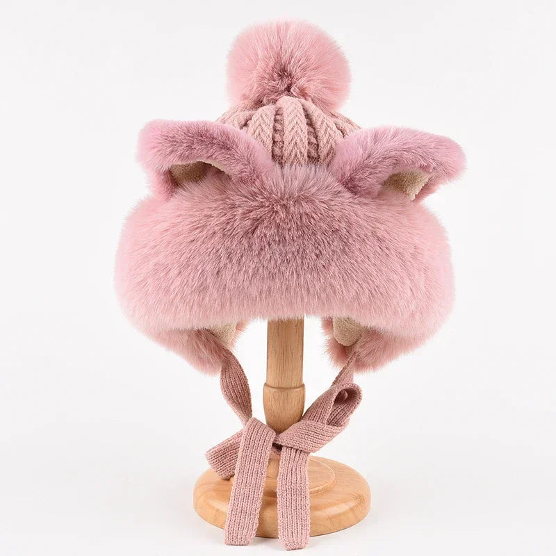 Kawaii Fox Ear Plush Hat 🦊❄️ Cozy Winter Warmth for Ladies!
