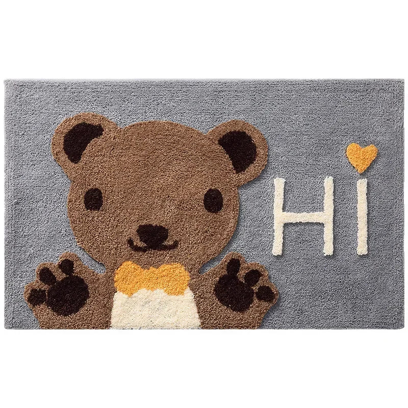 Kawaii Frog & Bear Plush Bath Mat πΈπ§Έ | Non-Slip, Ultra-Absorbent Bathroom Rug for Cozy Decor! πβ¨